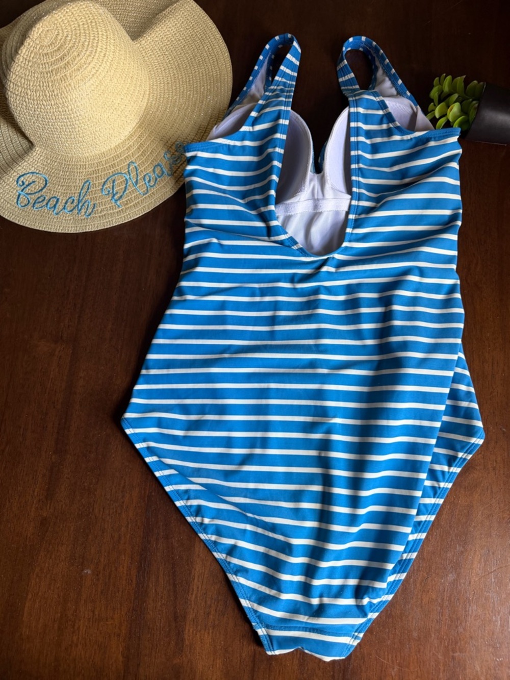 Boden Blue & White Striped One Piece Swimsuit Size 12R - Picture 2 of 10